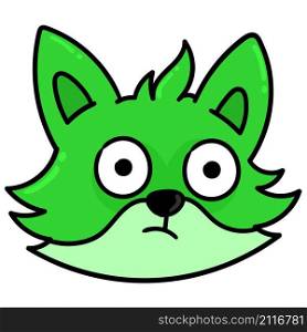 green cat head with surprised face
