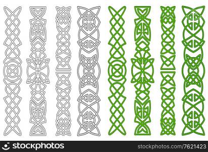 Green celtic ornaments and elements for medieval embellishments