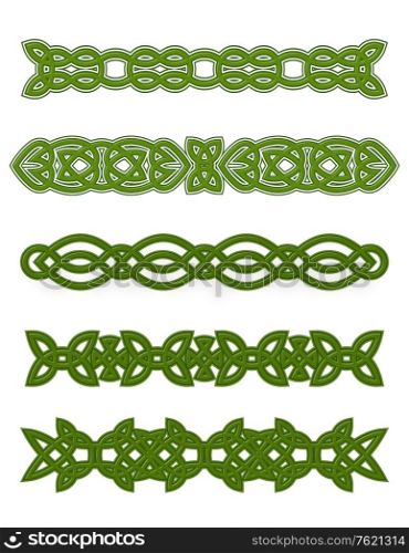 Green celtic ornaments and embellishments for design and decorate