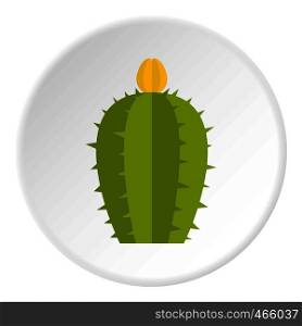 Green Cereus Candicans cactus icon in flat circle isolated on white vector illustration for web. Green Cereus Candicans cactus icon circle