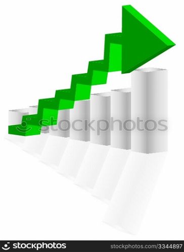 Green chart reflected isolated on white background