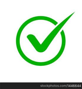 Green check mark icon. Checkmark in circle for checklist. Tick icon green colored in flat style.vector eps10. Green check mark icon. Checkmark in circle for checklist. Tick icon green colored in flat style.vector illustration