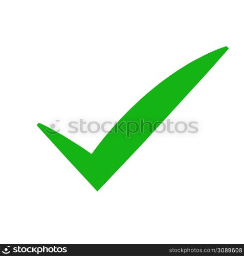 Green check mark icon. Tick symbol in green color, vector illustration.. Green check mark icon. Tick symbol in green color, vector
