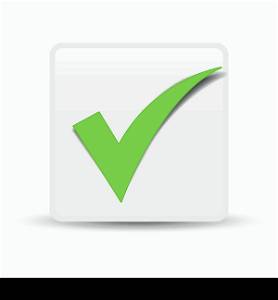Green check mark symbol and icon for approved design concept and web graphic on white background.