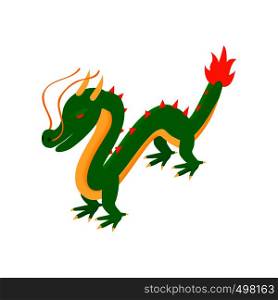 Green chinese dragon icon in isometric 3d style on a white background. Green chinese dragon icon, isometric 3d style