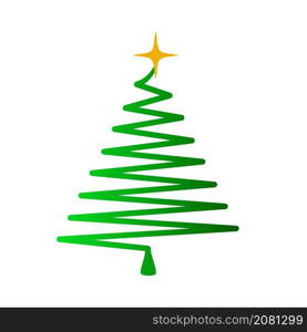 Green christmas new year tree icon for holiday card design