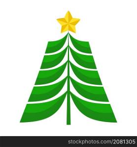 Green christmas new year tree icon for holiday card design