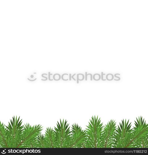 Green christmas tree branches isolated on white background. Banner with branches. Green christmas tree branches isolated on white background.