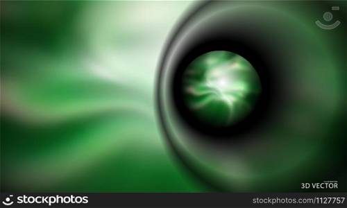 Green circle abstract fractal . Planet into a black hole. 3D galaxy vector illustration