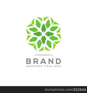 green circle logo concept, illustration of green leaf with circle style, perfect for health and green related business