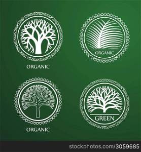 Green Circle Tree vector label design. eco concept.Vector Illustration.