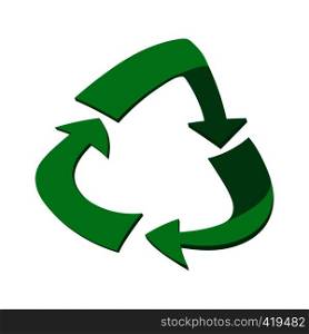 Green circular arrows cartoon icon on a white background. Green circular arrows cartoon icon