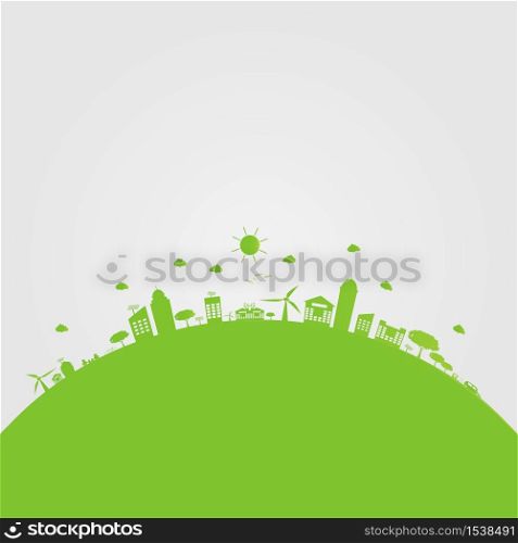 Green cities help the world with eco-friendly concept ideas,vector illustration