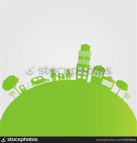 Green cities help the world with eco-friendly concept ideas,Vector llustration