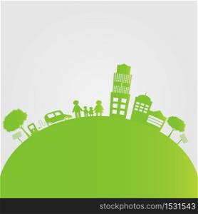 Green cities help the world with eco-friendly concept ideas,Vector llustration