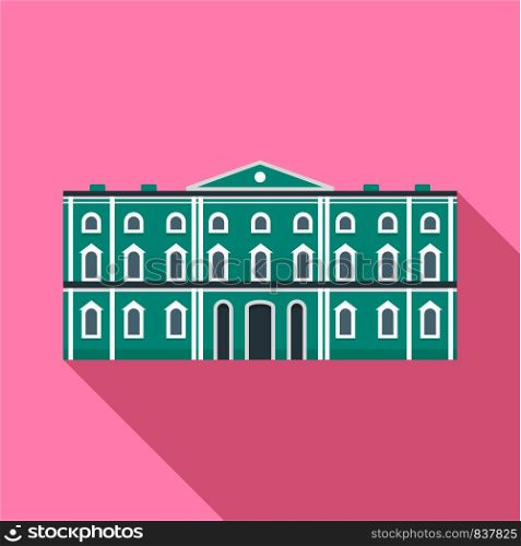 Green city historical building icon. Flat illustration of green city historical building vector icon for web design. Green city historical building icon, flat style