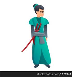 Green clothes samurai icon. Cartoon of green clothes samurai vector icon for web design isolated on white background. Green clothes samurai icon, cartoon style