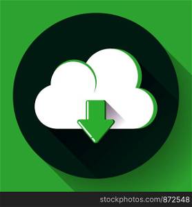 Green Cloud download icon. Flat design style for your apps.. Green Cloud download icon. Flat design style