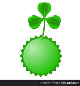 Green Clover and Circle Banner Isolated on White Background.. Green Clover and Circle Banner