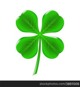 Green Clover Isolated on White Background. Symbol of St. Patricks Day. Irish Shamrock Icon.. Green Clover