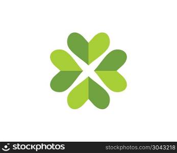 Green Clover Leaf Logo Template. Green Clover Leaf Logo Template Design Vector