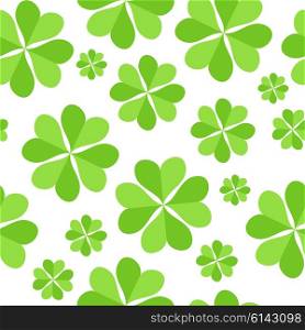 Green Clover Leaves Seamless Pattern Background Vector Illustration