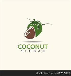 Green Coconut Logo Illustration design, nature template
