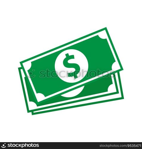 Green color dollar currency banknote icon. Cash icon. Dollar bill. Flat vector illustration.