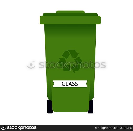 Green color of Glass recycle bin vector