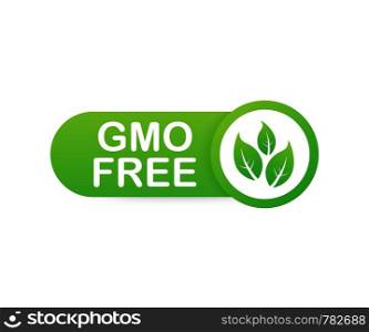 Green colored GMO free emblems, badge, logo, icon Vector illustration. Green colored GMO free emblems, badge, logo, icon. Vector stock illustration.