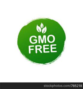 Green colored GMO free emblems, badge, logo, icon Vector illustration. Green colored GMO free emblems, badge, logo, icon. Vector stock illustration.