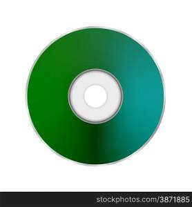 Green Compact Disc Icon Isolated on White Background.. Green Compact Disc