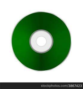Green Compact Disc Isolated on White Background.. Green Compact Disc