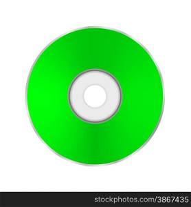 Green Compact Disc Isolated on White Background.. Green Compact Disc