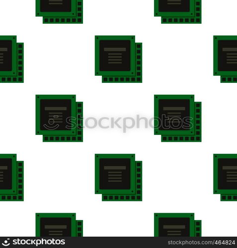 Green computer CPU processor chip pattern seamless flat style for web vector illustration. Green computer CPU processor chip pattern flat