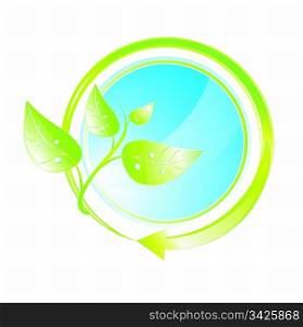 Green concept icon with arrow, vector illustration
