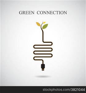 Green connection concept. Green environment sign, education and business idea. Vector illustration