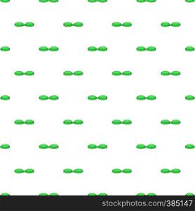 Green contact lens case pattern. Cartoon illustration of contact lens case vector pattern for web. Green contact lens case pattern, cartoon style