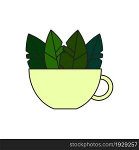 Green cup with leaf. Green tea icon. Natural drink symbol. Decoration art design. Vector illustration. Stock image. EPS 10.. Green cup with leaf. Green tea icon. Natural drink symbol. Decoration art design. Vector illustration. Stock image.