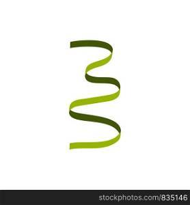 Green curly ribbon icon. Flat illustration of green curly ribbon vector icon for web isolated on white. Green curly ribbon icon, flat style