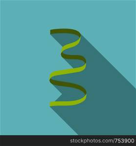 Green curly ribbon icon. Flat illustration of green curly ribbon vector icon for web design. Green curly ribbon icon, flat style