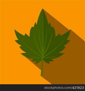 Green currant leaf icon. Flat illustration of green currant leaf vector icon for web isolated on yellow background. Green currant leaf icon, flat style