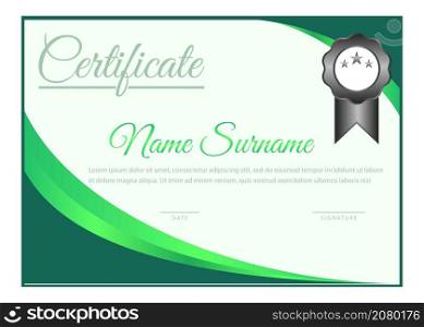 Green Curved Corner Horizontal Certificate design vector Templates