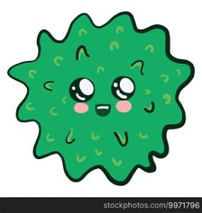 Green cute virus, illustration, vector on white background