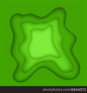 Green Cutting Blurred Pattern. Wave Texture. Abstract Background with Paper Cut Shapes. Green Cutting Blurred Pattern