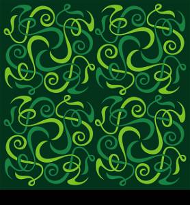 Green decorative image tile with flourishes