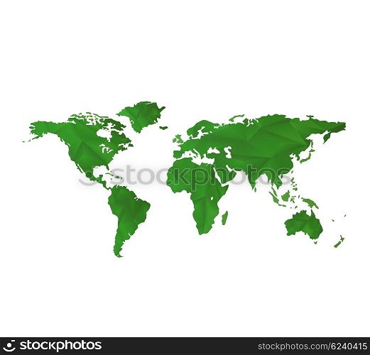 Green Design Crystal Geometric World Map On A White Background
