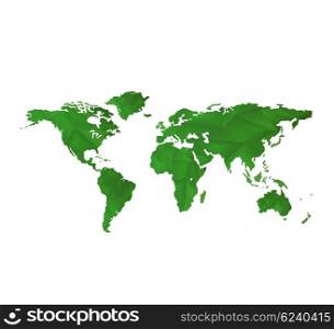 Green Design Crystal Geometric World Map On A White Background
