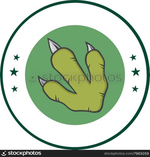 Green Dinosaur Paw With Claws Circle Logo Design