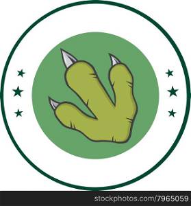 Green Dinosaur Paw With Claws Circle Logo Design